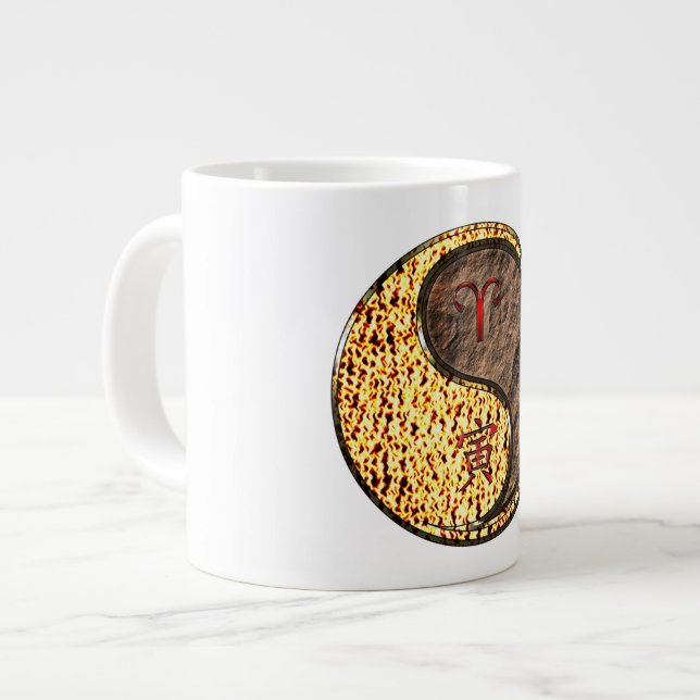Caneca De Café Grande Áries & Tigre da Terra (Frente Esquerda)