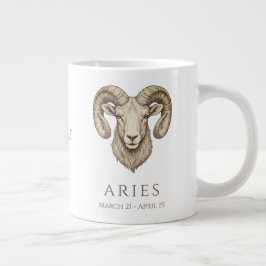 Caneca De Café Grande Áries Zodíaco Nome Personalizado & Data de Nascime
