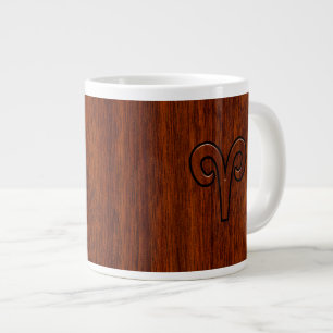 Caneca De Café Grande Aries Zodíaco Símbolo Brown Mahogany como impressã