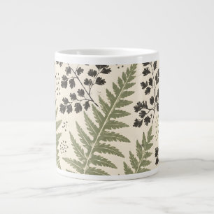 Caneca De Café Grande Arquivo de Samambaia Prensada Botânicos Vintage