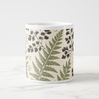 Caneca De Café Grande Arquivo de Samambaia Prensada Botânicos Vintage