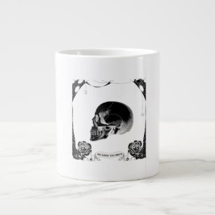 Caneca De Café Grande Ars Longa Vita Brevis Caveira Gótica Rosa Memento