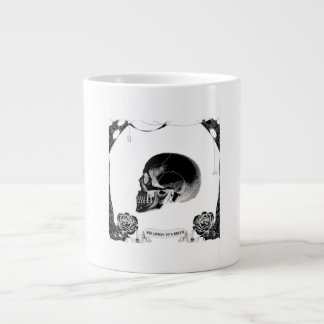 Caneca De Café Grande Ars Longa Vita Brevis Caveira Gótica Rosa Memento
