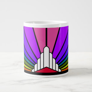 Caneca De Café Grande Art deco sun no arco-íris
