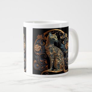 Caneca De Café Grande Art Nouveau Cat Espresso Mug