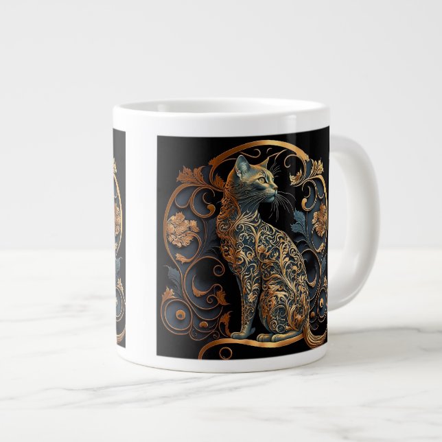 Caneca De Café Grande Art Nouveau Cat Espresso Mug (Frente Esquerda)