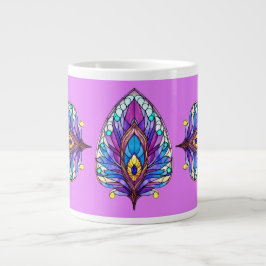Caneca De Café Grande Art Nouveau Estilo De Vidro Pavão Arrefecido