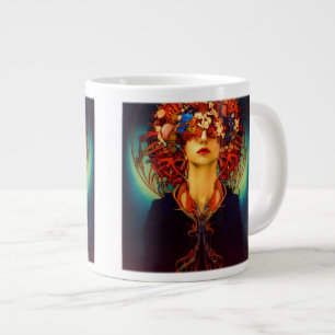 Caneca De Café Grande Art Nouveau Mulher Combo Mug, 15 oz Mug