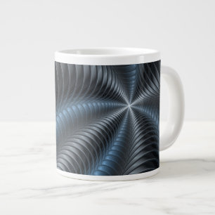 Caneca De Café Grande Arte abstrata moderna fractal 3D cinza azul plásti