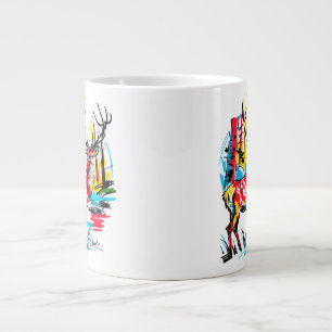 Caneca De Café Grande Arte Abstrata Vibrante da Floresta com Cervo - Art