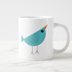 Caneca De Café Grande Arte Adorável e Caprichosa de Pássaros da Natureza