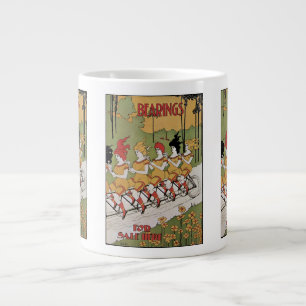 Caneca De Café Grande Arte Antiga Modernista, Bicicleta Tandem