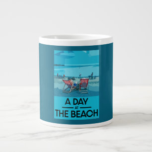 Caneca De Café Grande Arte Clássica da Praia Britânica Serviço à Beira-