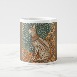 Caneca De Café Grande Arte com design de motivo de gato vintage e antigo