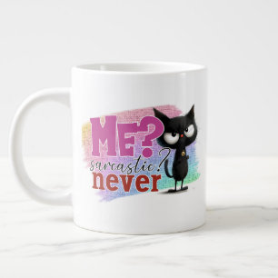Caneca De Café Grande Arte com palavras de gato sarcástico engraçado