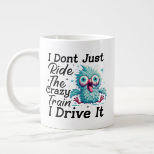 Caneca De Café Grande Arte com palavras de trem louco sarcasmo engraçado