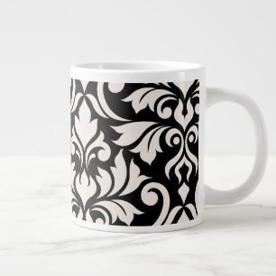 Caneca De Café Grande Arte Damasco I Creme em Preto