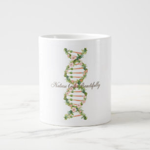 Caneca De Café Grande Arte de Aquarela de Hélice de DNA Floral