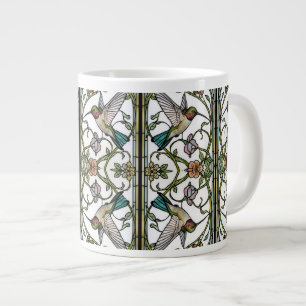 Caneca De Café Grande Arte de beija-flor elegante botânico boho chic