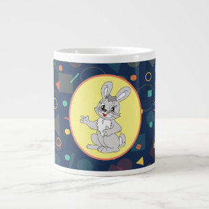 Caneca De Café Grande Arte de desenho animado de coelho fofo com formas