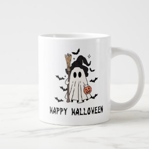 Caneca De Café Grande Arte de Design de Fantasma de Bruxa de Halloween