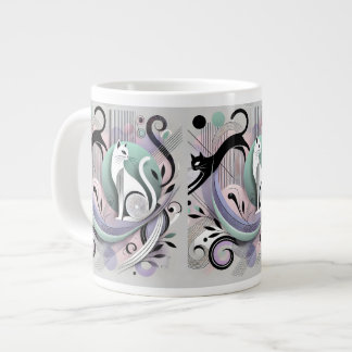 Caneca De Café Grande Arte de Gato Abstrato moderna - Canuta Na moda par