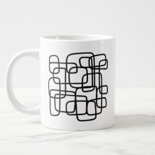 Caneca De Café Grande Arte de Linha Abstrata Minimalista Personalizada I