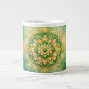 Caneca De Café Grande Arte de Mandala Floral Intrincado e Elegante