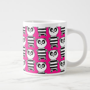 Caneca De Café Grande Arte de Panda Preto e Branco Divertida