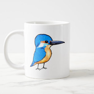 Caneca De Café Grande Arte de Pássaro Martim-Pescador Azul Fofo