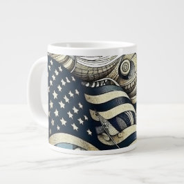 Caneca De Café Grande Arte de Sinalizador Americano