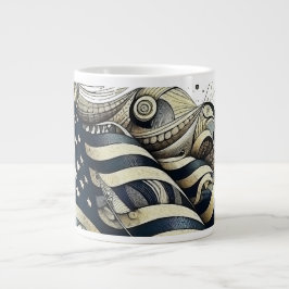 Caneca De Café Grande Arte de Sinalizador Americano