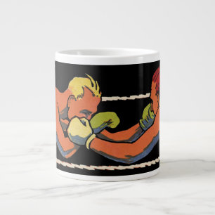 Caneca De Café Grande Arte Deco Esportivo de Boxe Antigo, Boxeadores Soc