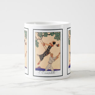 Caneca De Café Grande Arte Deco Vintage Amor, O Balanço por George Barbi