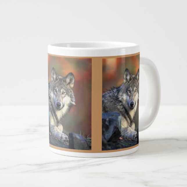 Caneca De Café Grande Arte dos Amantes dos Lobos (Frente Esquerda)