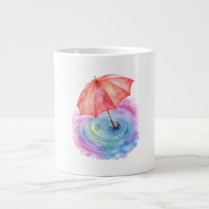 Caneca De Café Grande Arte em Aquarela de Guarda-Chuva Pastel Ondulações