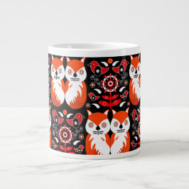 Caneca De Café Grande Arte Folclórica da Raposa Escandinava