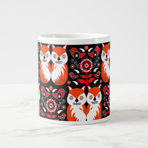 Caneca De Café Grande Arte Folclórica da Raposa Escandinava