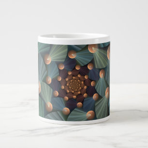 Caneca De Café Grande Arte Fractal abstrato com Azul De Chapa Marrom Pro