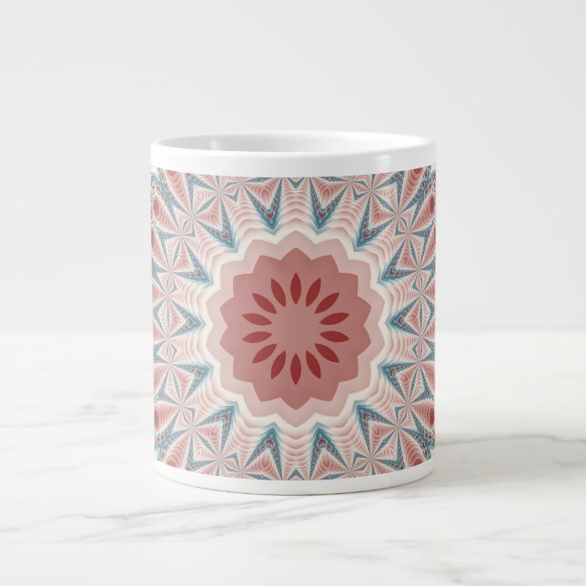 Caneca De Café Grande Arte Fractal do Caleidoscópio Moderno em greve (Frente)