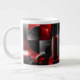 Caneca De Café Grande Arte Geométrico Abstrato Dinâmico Presente Vermelh