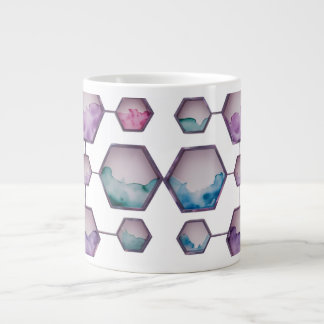 Caneca De Café Grande Arte Hexágono de Aquarela - Mug Jumbo Especialment