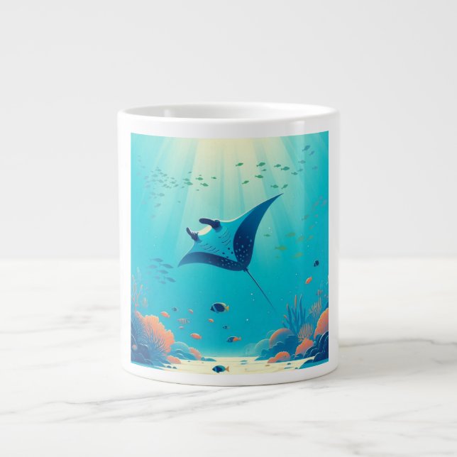 Caneca De Café Grande Arte litoral de raios clássicos (Frente)