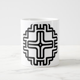 Caneca De Café Grande Arte Moderna Geométrica de Cruz em Linhas