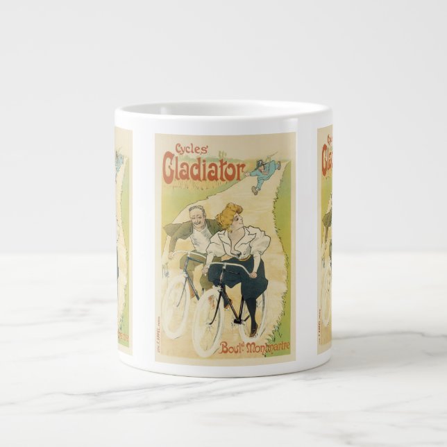 Caneca De Café Grande Arte Nova Antiga, Bicicletas Gladiator Cycles (Frente)