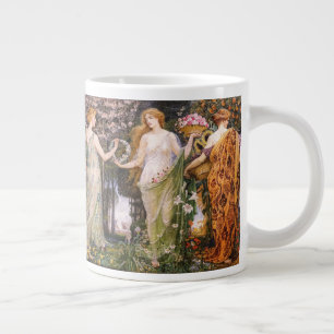 Caneca De Café Grande Arte Nova Antiga Quatro Estações por Walter Crane