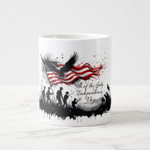 Caneca De Café Grande Arte Patriótica de 4 de Julho com Bandeira e Solda