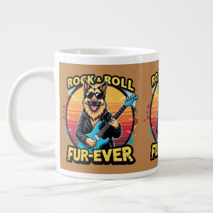 Caneca De Café Grande Arte Retro pôr do sol Pastor Alemão Rock and Roll