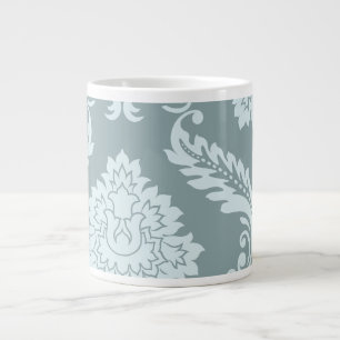Caneca De Café Grande Arte Rococó Damask I Azul Ovo de Pato+Turquesa