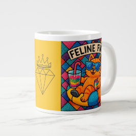 Caneca De Café Grande artista de diamante felino refinado